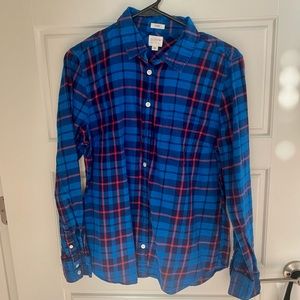 J Crew Women’s plaid button down long sleeve shirt flannel size medium blue